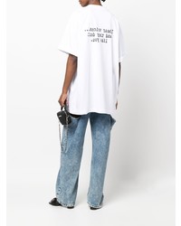 T-shirt à col rond imprimé blanc et noir Vetements