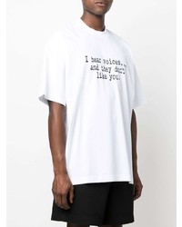 T-shirt à col rond imprimé blanc et noir Vetements