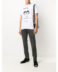 T-shirt à col rond imprimé blanc et noir DSQUARED2