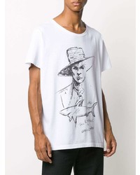 T-shirt à col rond imprimé blanc et noir Greg Lauren