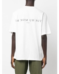 T-shirt à col rond imprimé blanc et noir Ih Nom Uh Nit