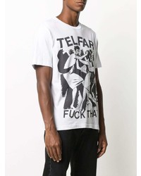 T-shirt à col rond imprimé blanc et noir Telfar