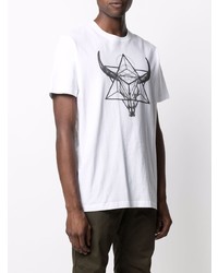 T-shirt à col rond imprimé blanc et noir Maharishi