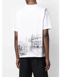 T-shirt à col rond imprimé blanc et noir Valentino