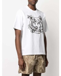 T-shirt à col rond imprimé blanc et noir Kenzo