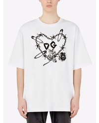 T-shirt à col rond imprimé blanc et noir Dolce & Gabbana