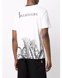 T-shirt à col rond imprimé blanc et noir Billionaire