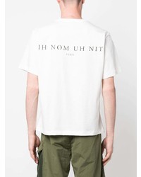 T-shirt à col rond imprimé blanc et noir Ih Nom Uh Nit