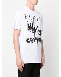 T-shirt à col rond imprimé blanc et noir Philipp Plein