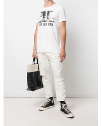 T-shirt à col rond imprimé blanc et noir Ksubi