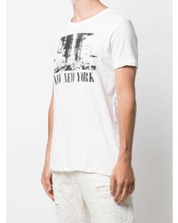 T-shirt à col rond imprimé blanc et noir Ksubi