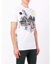 T-shirt à col rond imprimé blanc et noir DSQUARED2