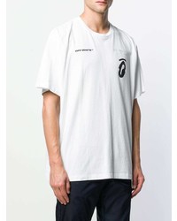 T-shirt à col rond imprimé blanc et noir Off-White