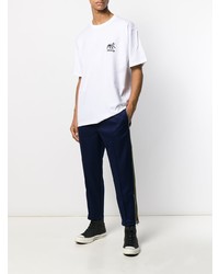 T-shirt à col rond imprimé blanc et noir Stussy