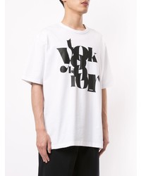 T-shirt à col rond imprimé blanc et noir Kolor