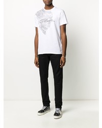 T-shirt à col rond imprimé blanc et noir Just Cavalli