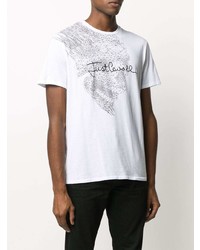 T-shirt à col rond imprimé blanc et noir Just Cavalli