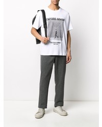 T-shirt à col rond imprimé blanc et noir Emporio Armani