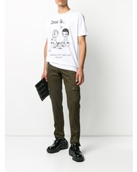 T-shirt à col rond imprimé blanc et noir DSQUARED2