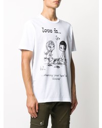 T-shirt à col rond imprimé blanc et noir DSQUARED2