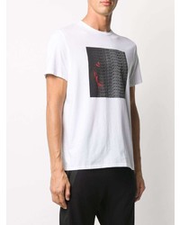 T-shirt à col rond imprimé blanc et noir Just Cavalli