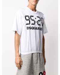 T-shirt à col rond imprimé blanc et noir DSQUARED2