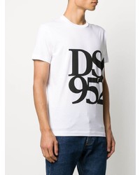 T-shirt à col rond imprimé blanc et noir DSQUARED2