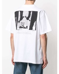 T-shirt à col rond imprimé blanc et noir Off-White