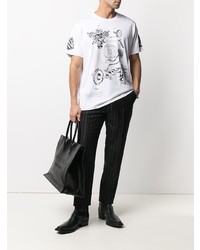 T-shirt à col rond imprimé blanc et noir Givenchy