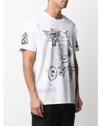 T-shirt à col rond imprimé blanc et noir Givenchy