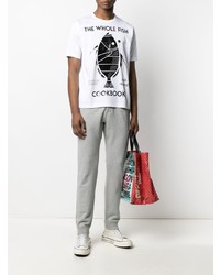 T-shirt à col rond imprimé blanc et noir Junya Watanabe MAN