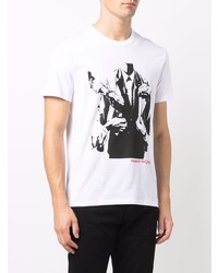 T-shirt à col rond imprimé blanc et noir Alexander McQueen