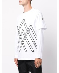 T-shirt à col rond imprimé blanc et noir Moncler