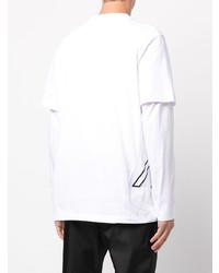 T-shirt à col rond imprimé blanc et noir Moncler