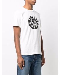 T-shirt à col rond imprimé blanc et noir Diesel