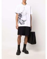 T-shirt à col rond imprimé blanc et noir Alexander McQueen