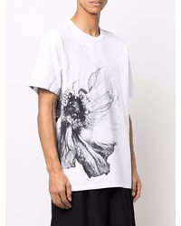 T-shirt à col rond imprimé blanc et noir Alexander McQueen