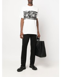 T-shirt à col rond imprimé blanc et noir Paul Smith