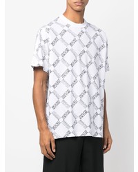 T-shirt à col rond imprimé blanc et noir VERSACE JEANS COUTURE
