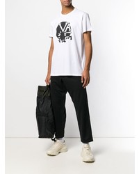 T-shirt à col rond imprimé blanc et noir Valentino