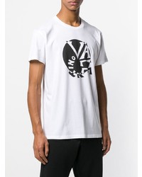 T-shirt à col rond imprimé blanc et noir Valentino