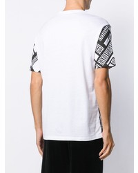 T-shirt à col rond imprimé blanc et noir Versace Collection