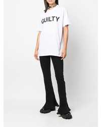 T-shirt à col rond imprimé blanc et noir 032c