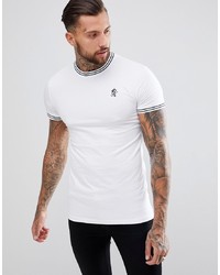 T-shirt à col rond imprimé blanc et noir Gym King