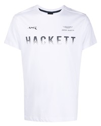 T-shirt à col rond imprimé blanc et noir Hackett