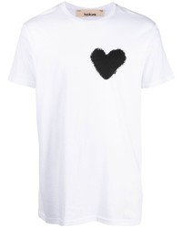 T-shirt à col rond imprimé blanc et noir Haikure