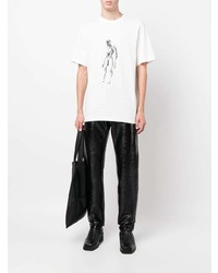 T-shirt à col rond imprimé blanc et noir Han Kjobenhavn