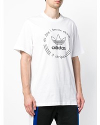 T-shirt à col rond imprimé blanc et noir adidas