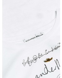 T-shirt à col rond imprimé blanc et noir Alexander McQueen