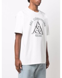 T-shirt à col rond imprimé blanc et noir Nike